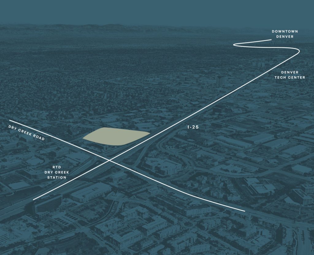 Satellite view of Denver towards Mountains