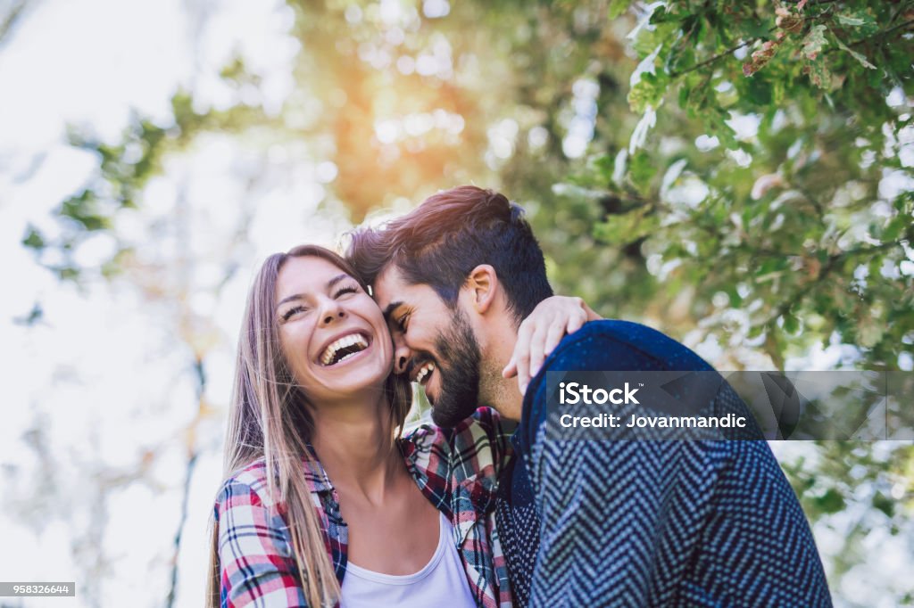 happy couple laughing